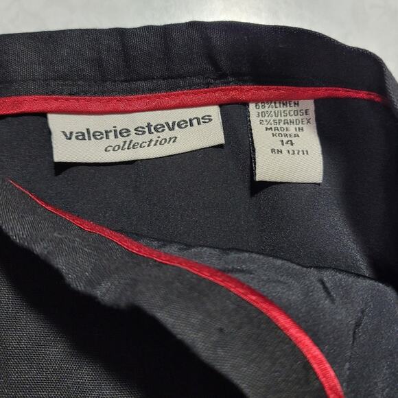 Valerie Stevens Collection Black Grey Linen Blend Trouser Pants Size 14 - Picture 5 of 9